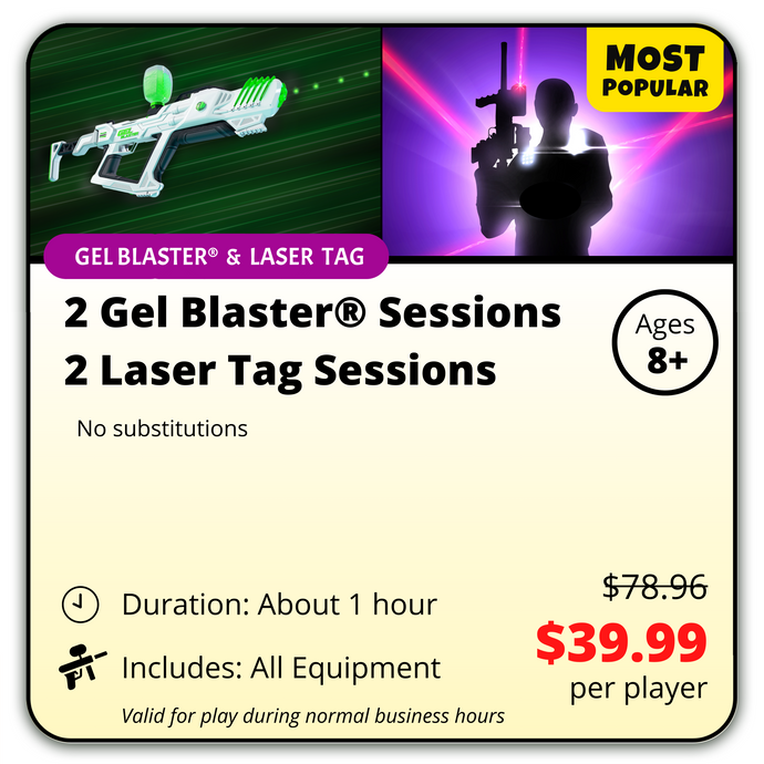 Gel Blaster® & Laser Tag - 2 Sessions